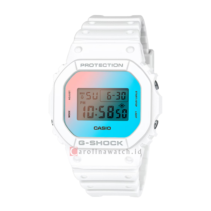 Jam Tangan Casio G-Shock Lineup Beach Time Lapse Series DW-5600TL-7D Men Digital Dial White Resin Band