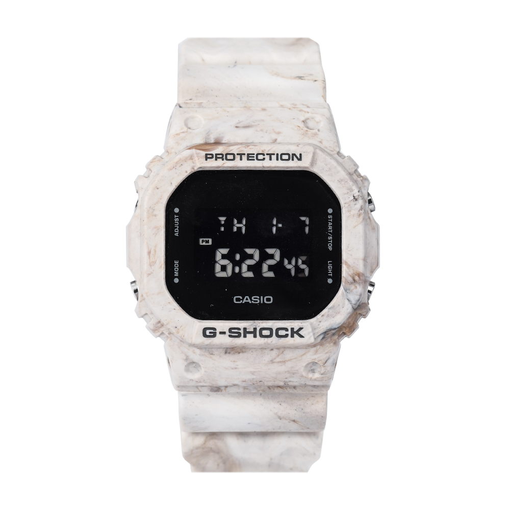 Jam Tangan Casio G-Shock DW-5600WM-5D Utility Wavy Marble Men Digital Dial White Resin Band