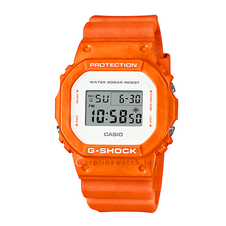 Jam Tangan Casio G-Shock DW-5600WS-4D Men Digital Dial Orange Resin Band