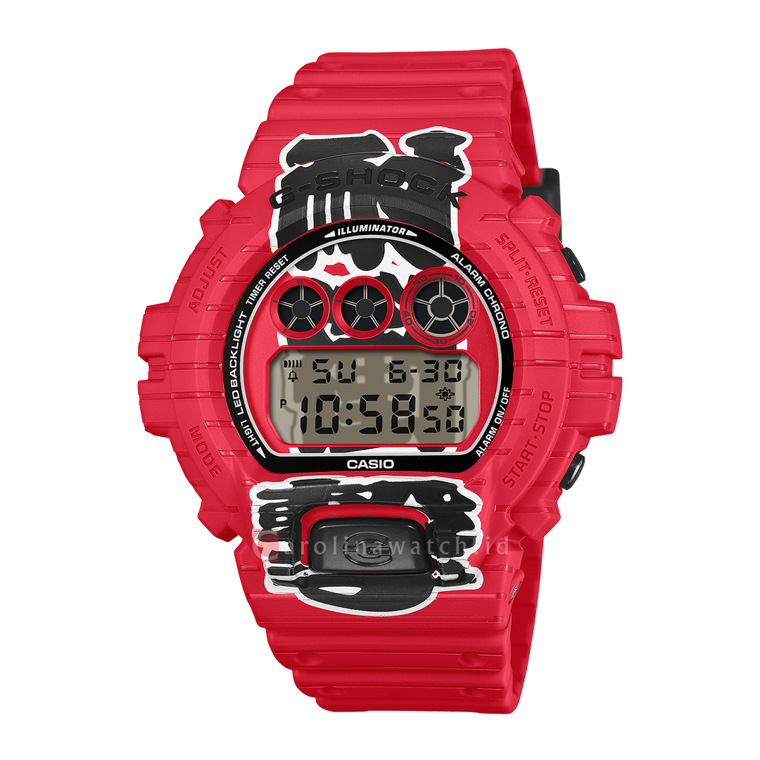 Jam Tangan CASIO G-SHOCK DW-6900AKA-4D Men Digital Dial Red Resin Band