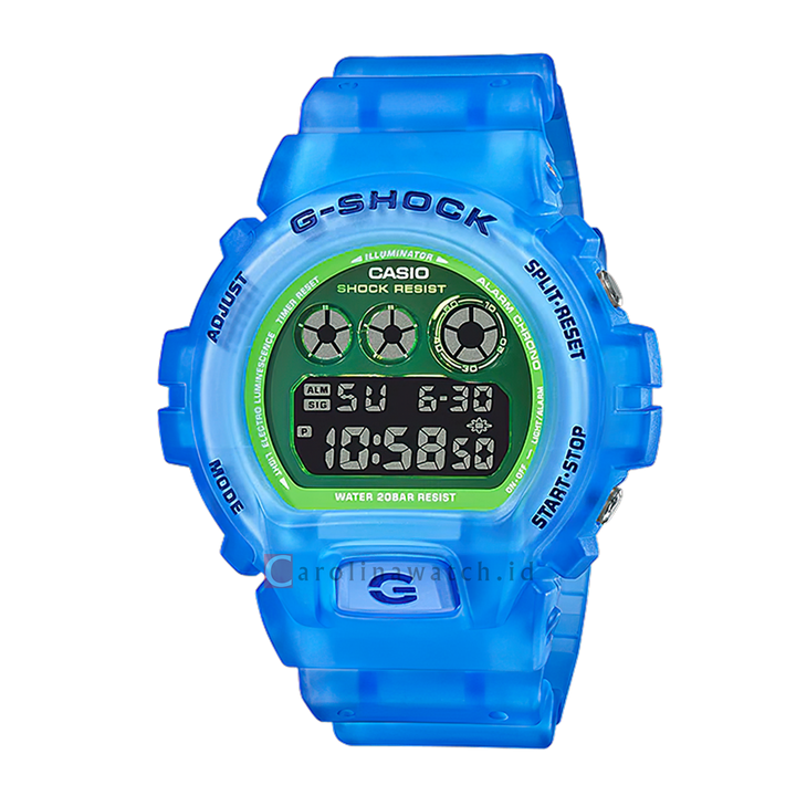 Jam Tangan Casio G-Shock DW-6900LS-2D Men Green Digital Dial Blue Transparent Resin Band