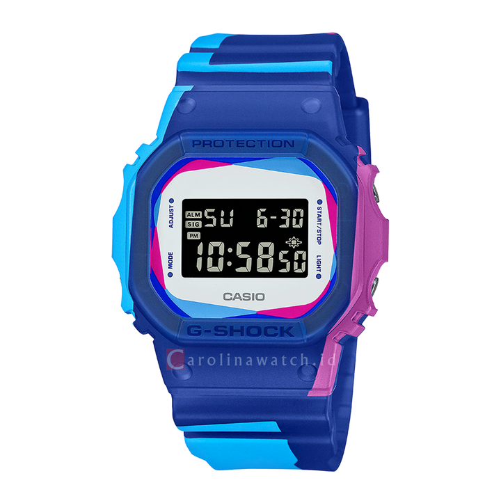 Jam Tangan CASIO G SHOCK DWE-5600PR-2D Men Digital Dial Blue Resin Band