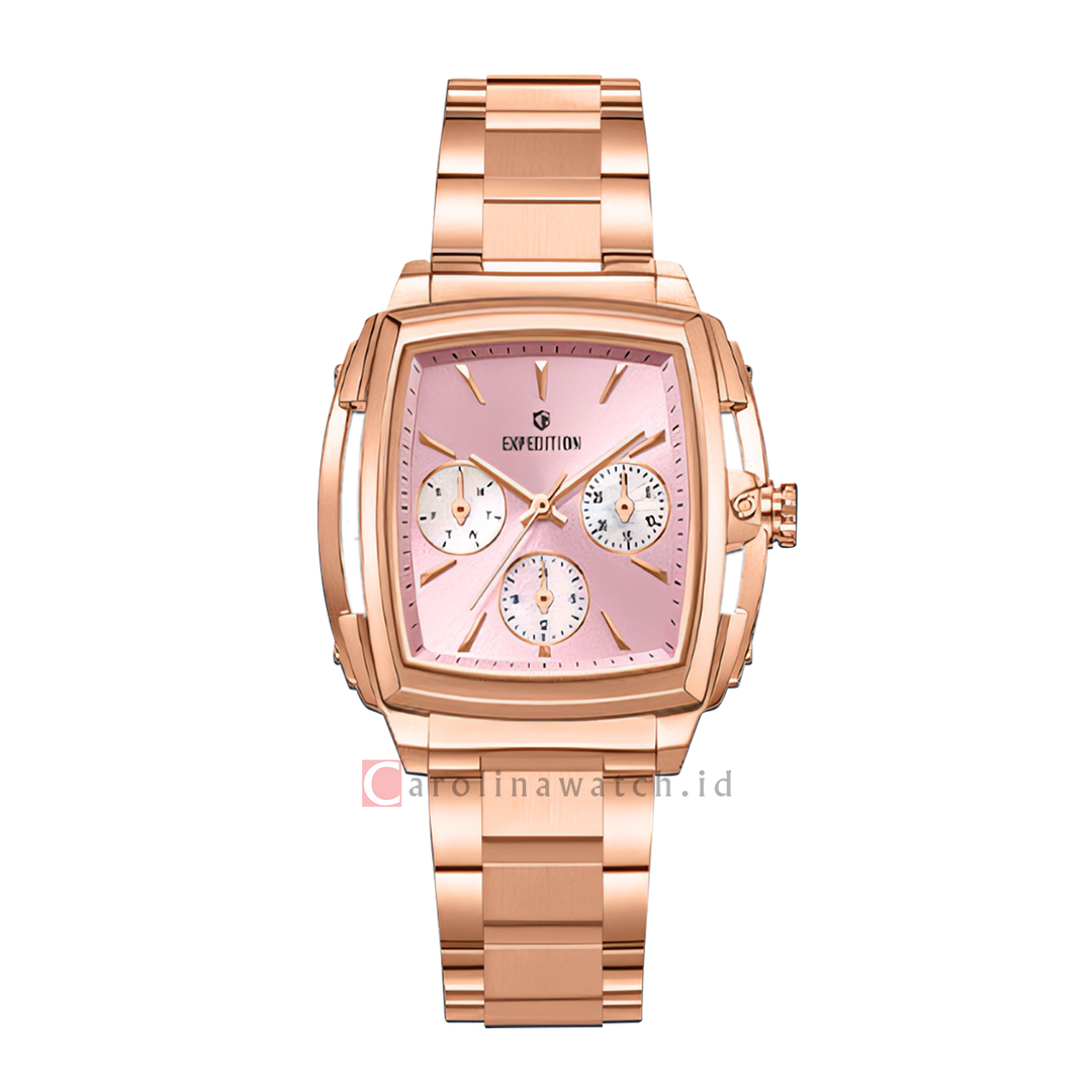 Jam Tangan S Expedition E 3008 BFBRGLK Women Pink Dial Rose Gold Stainless Steel Strap