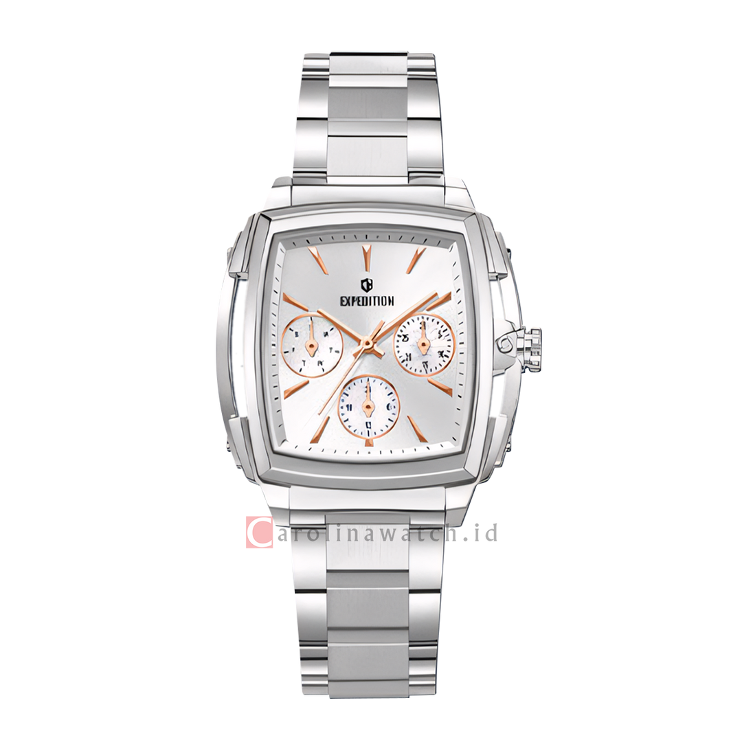 Jam Tangan S Expedition E 3008 BFBSSSLRG Women Silver White Dial Stainless Steel Strap