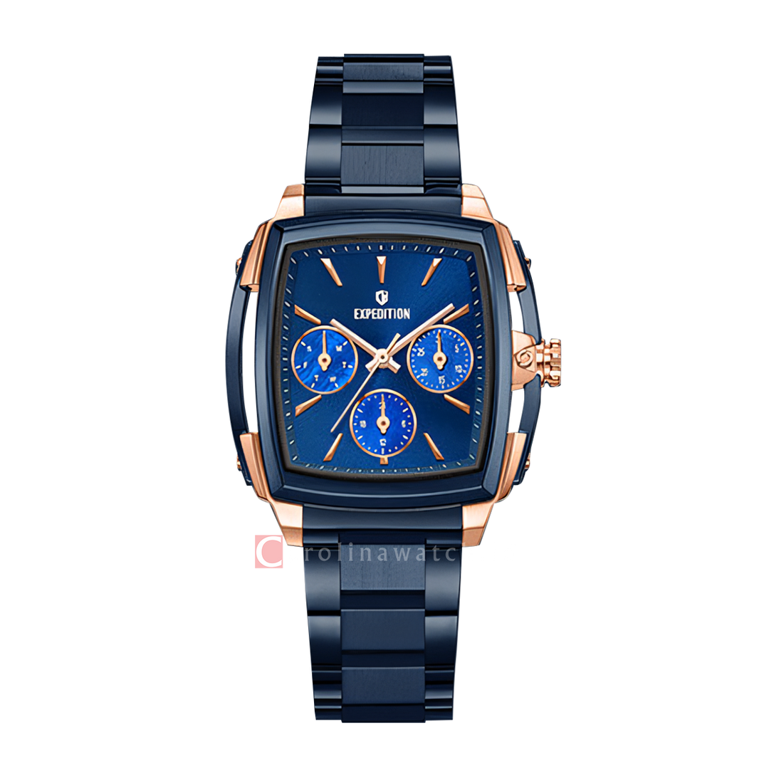 Jam Tangan S Expedition E 3008 BFBURBU Women Blue Dial Blue Stainless Steel Strap
