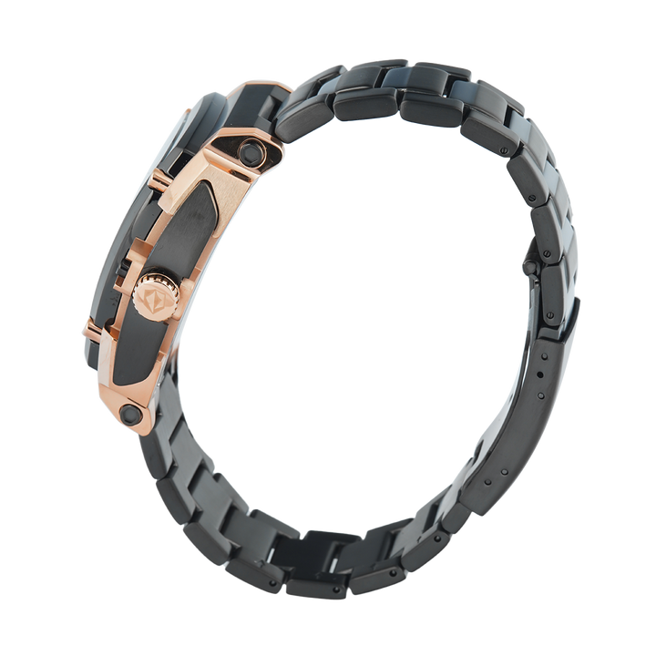 Jam Tangan S Expedition Chronograph E 3008 GCBGRBA Men Black Dial Black Stainless Steel Strap