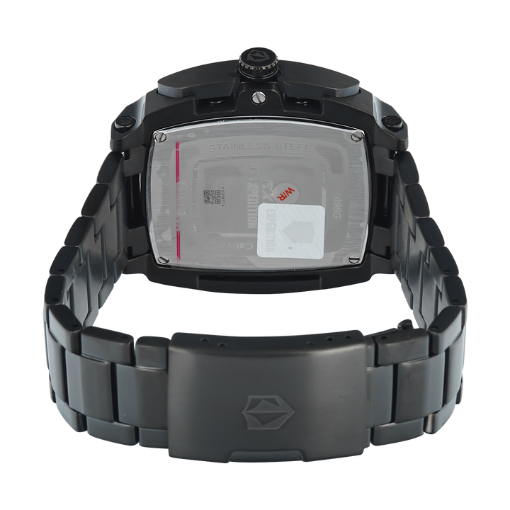 Jam Tangan S Expedition Chronograph E 3008 GCBIGBA Men Black Dial Black Stainless Steel Strap