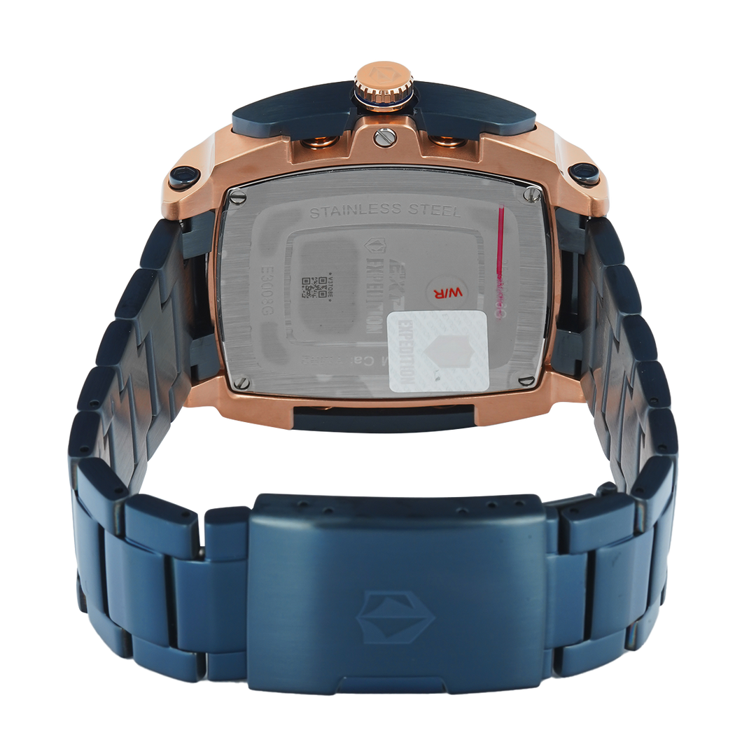 Jam Tangan S Expedition Chronograph E 3008 GCBURBU Men Blue Dial Blue Stainless Steel Strap