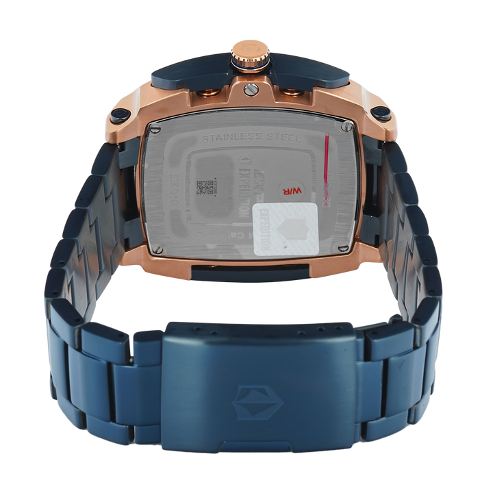 Jam Tangan S Expedition Chronograph E 3008 GCBURBU Men Blue Dial Blue Stainless Steel Strap