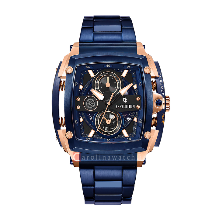 Jam Tangan S Expedition Chronograph E 3008 GCBURBU Men Blue Dial Blue Stainless Steel Strap