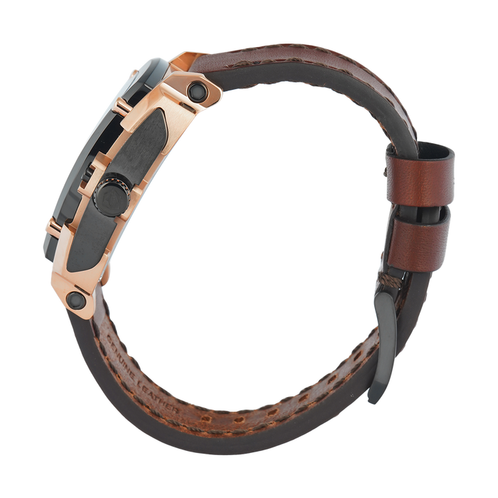 Jam Tangan S Expedition Chronograph E 3008 GCLGRBA Men Black Dial Brown Leather Strap