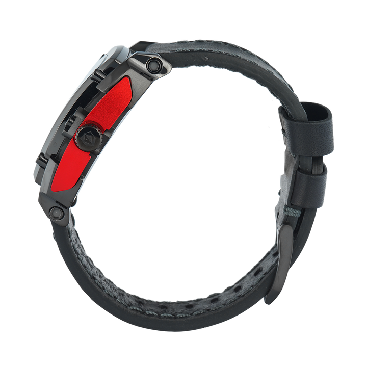 Jam Tangan S Expedition Chronograph E 3008 GCLIGBARE Men Black Dial Black Leather Strap