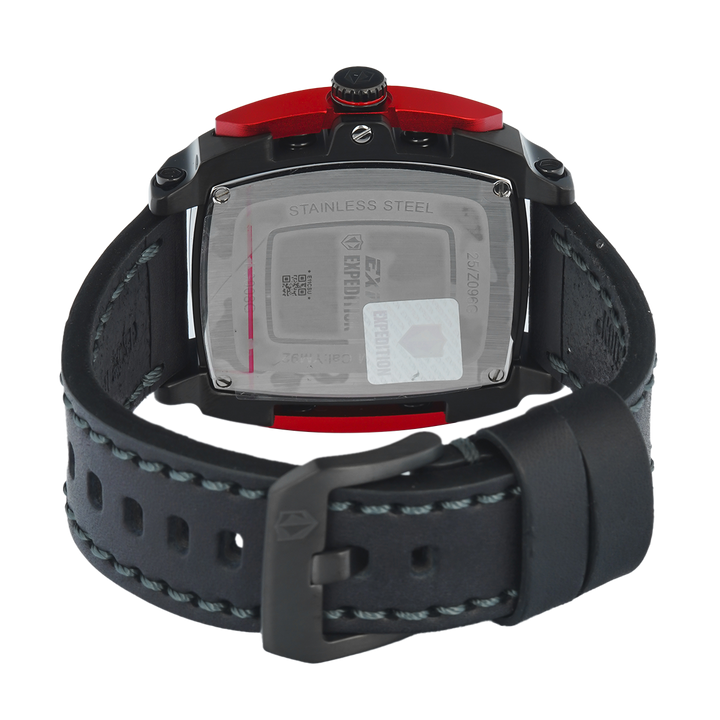 Jam Tangan S Expedition Chronograph E 3008 GCLIGBARE Men Black Dial Black Leather Strap