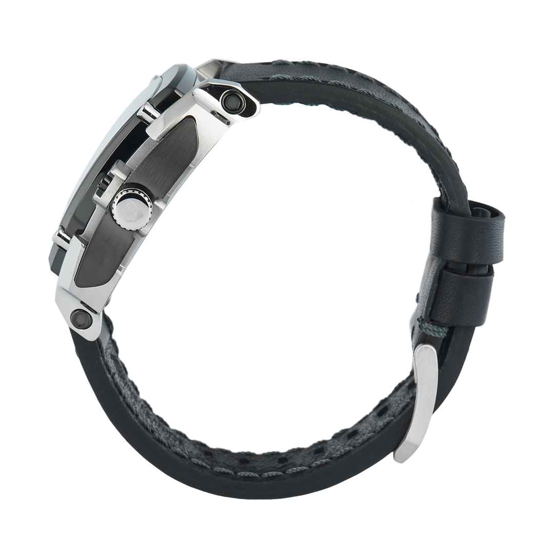 Jam Tangan S Expedition Chronograph E 3008 GCLTEBA Men Black Dial Black Leather Strap