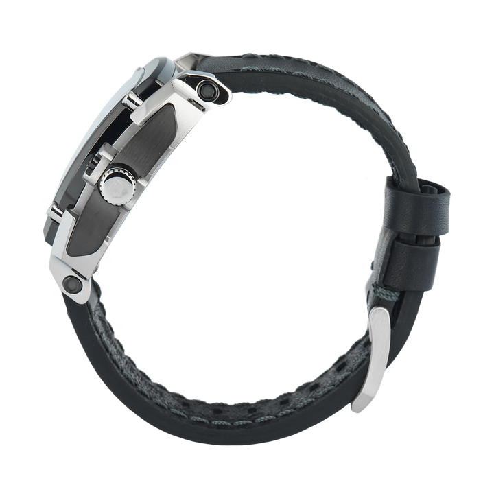 Jam Tangan S Expedition Chronograph E 3008 GCLTEBA Men Black Dial Black Leather Strap