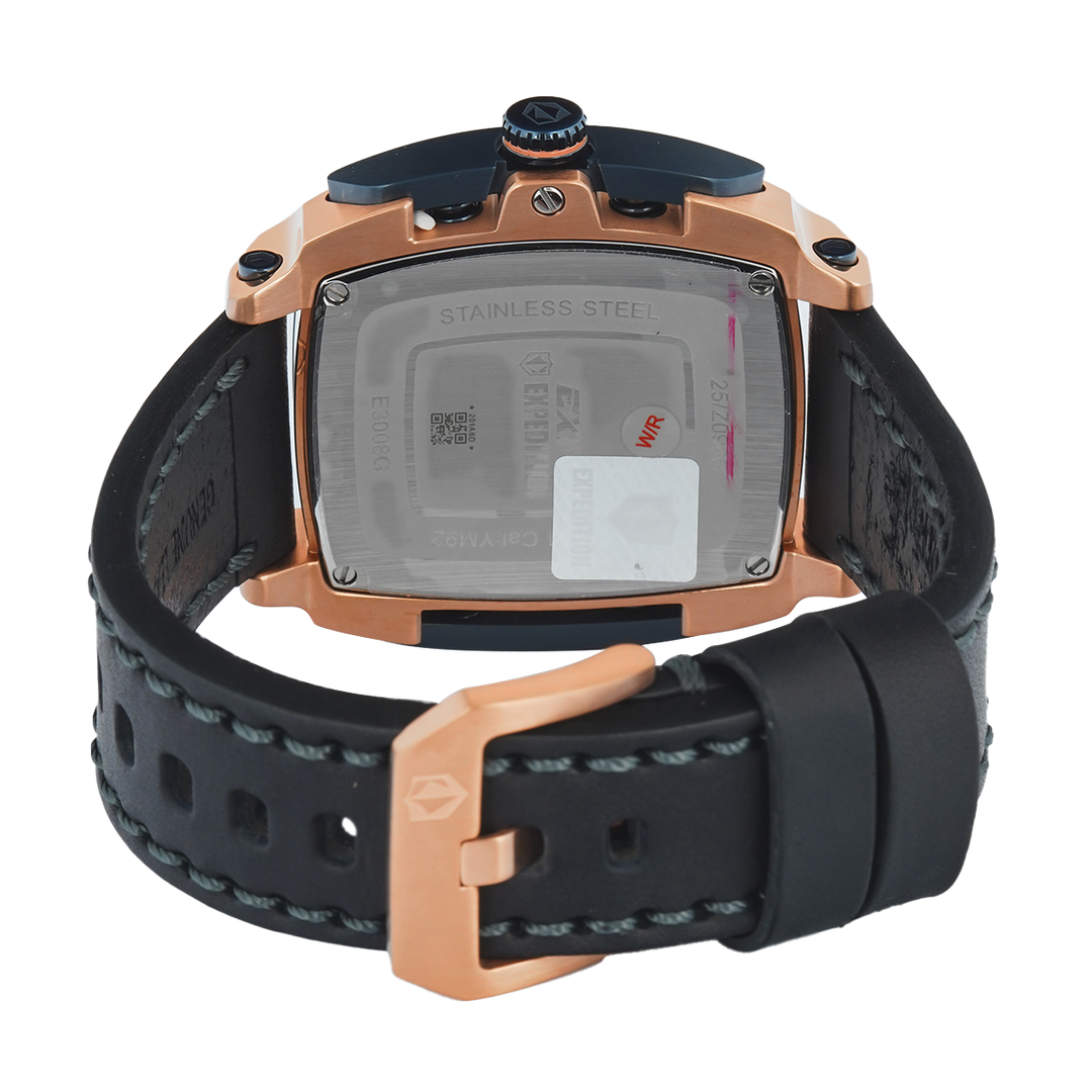 Jam Tangan S Expedition Chronograph E 3008 GCLURBU Men Blue Dial Black Leather Strap