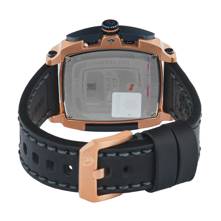 Jam Tangan S Expedition Chronograph E 3008 GCLURBU Men Blue Dial Black Leather Strap