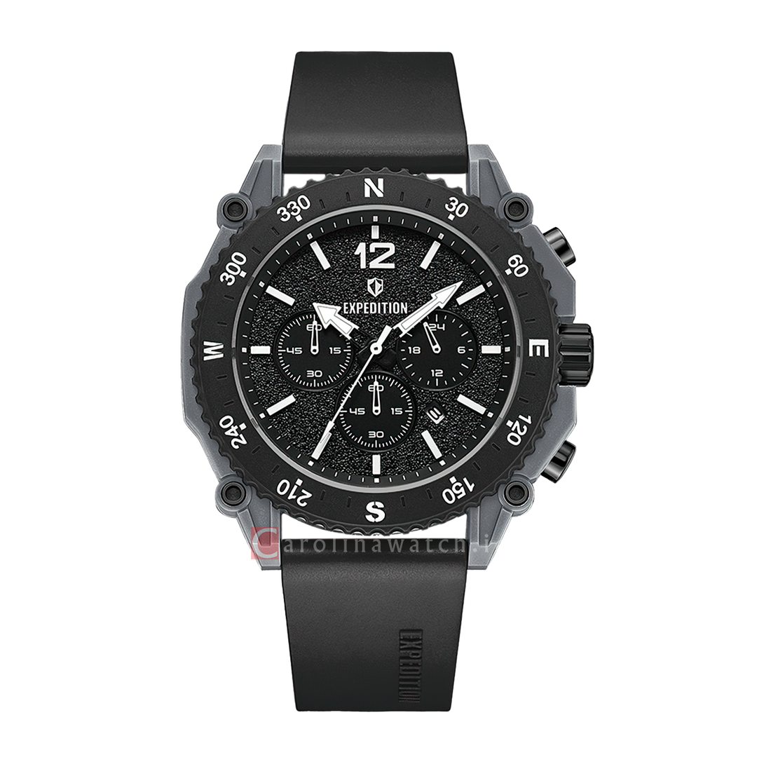 Jam Tangan S Expedition Chronograph E 3009 ECRIPBAGR Eco Ceramic Men Black Dial Rubber Strap