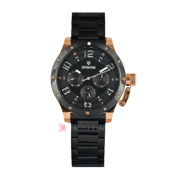 Jam Tangan  Expedition Exp Multifunction E 6381 BFBBRBA1 Women Black Dial Black Stainless Steel Strap