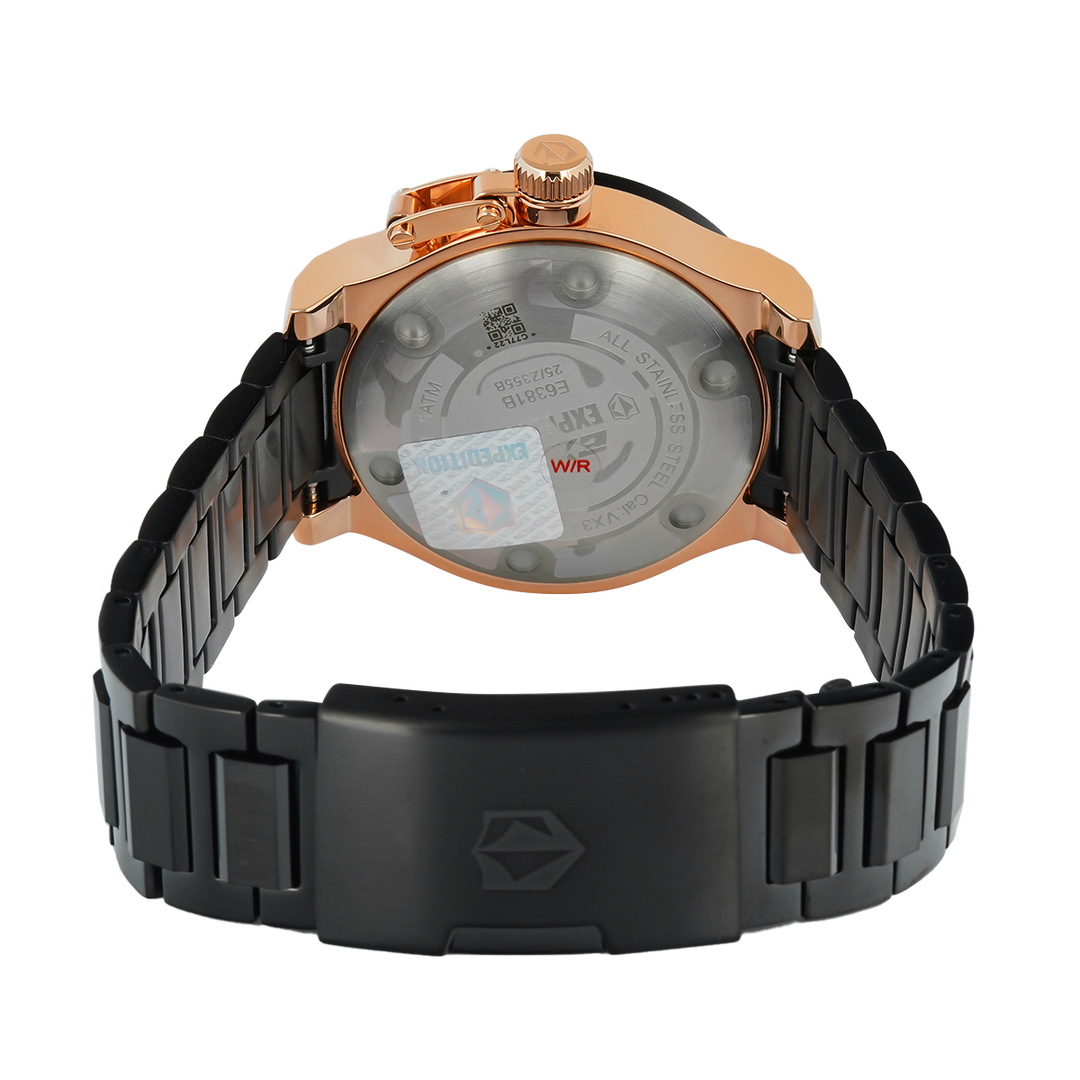 Jam Tangan  Expedition Exp Multifunction E 6381 BFBBRBA1 Women Black Dial Black Stainless Steel Strap