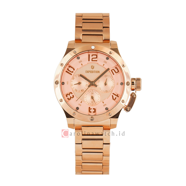 Jam Tangan  Expedition Exp Multifunction E 6381 BFBRGLN1 Women Rose Gold Dial Rose Gold Stainless Steel Strap