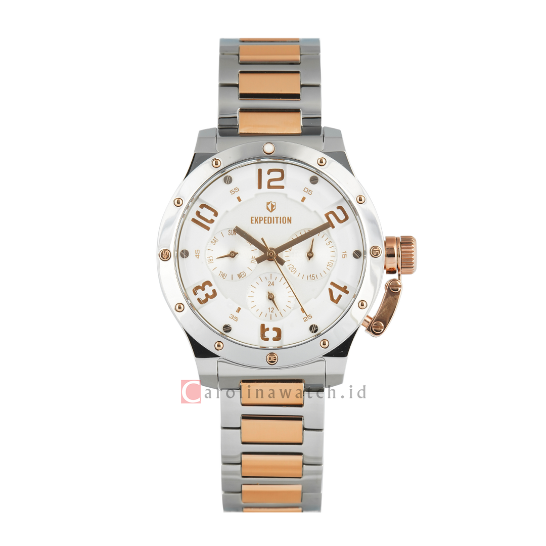 Jam Tangan  Expedition Exp Multifunction E 6381 BFBTRSL1 Women Silver Dial Dual Tone Stainless Steel Strap