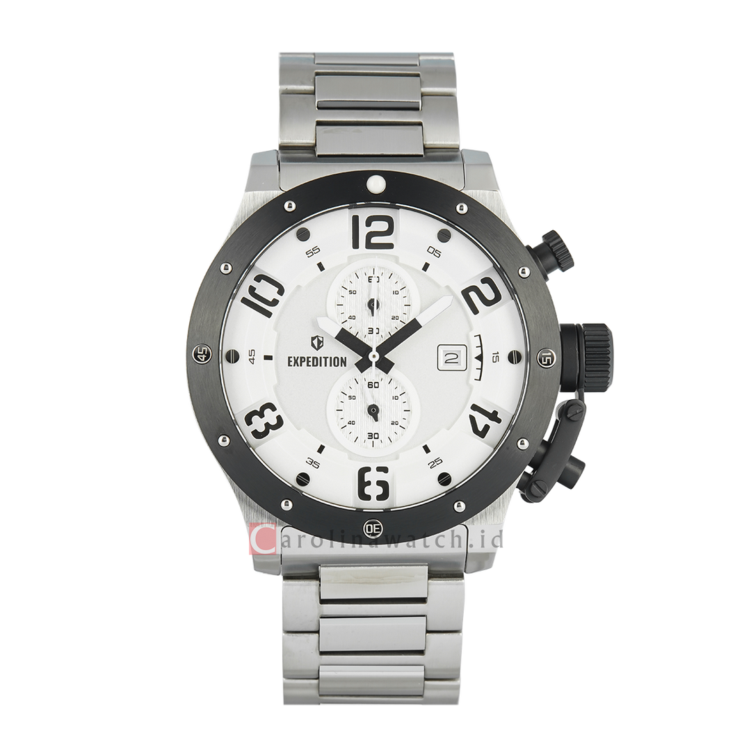 Jam Tangan  Expedition Exp Chronograph E 6381 MCBTBSL1 Men Silver Dial Silver Stainless Steel Strap