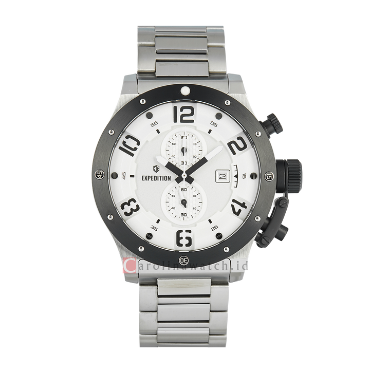 Jam Tangan  Expedition Exp Chronograph E 6381 MCBTBSL1 Men Silver Dial Silver Stainless Steel Strap