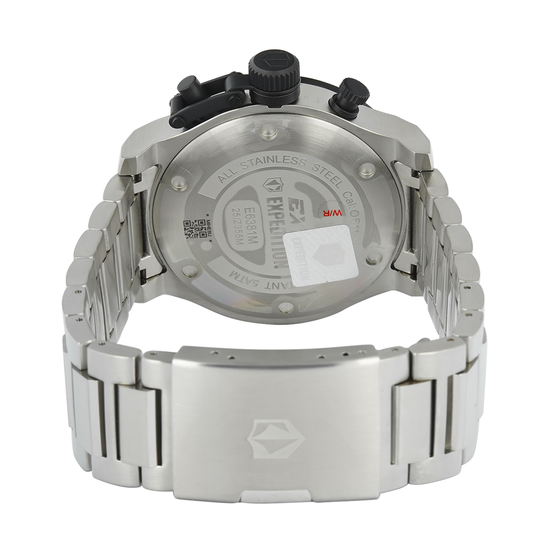 Jam Tangan  Expedition Exp Chronograph E 6381 MCBTBSL1 Men Silver Dial Silver Stainless Steel Strap