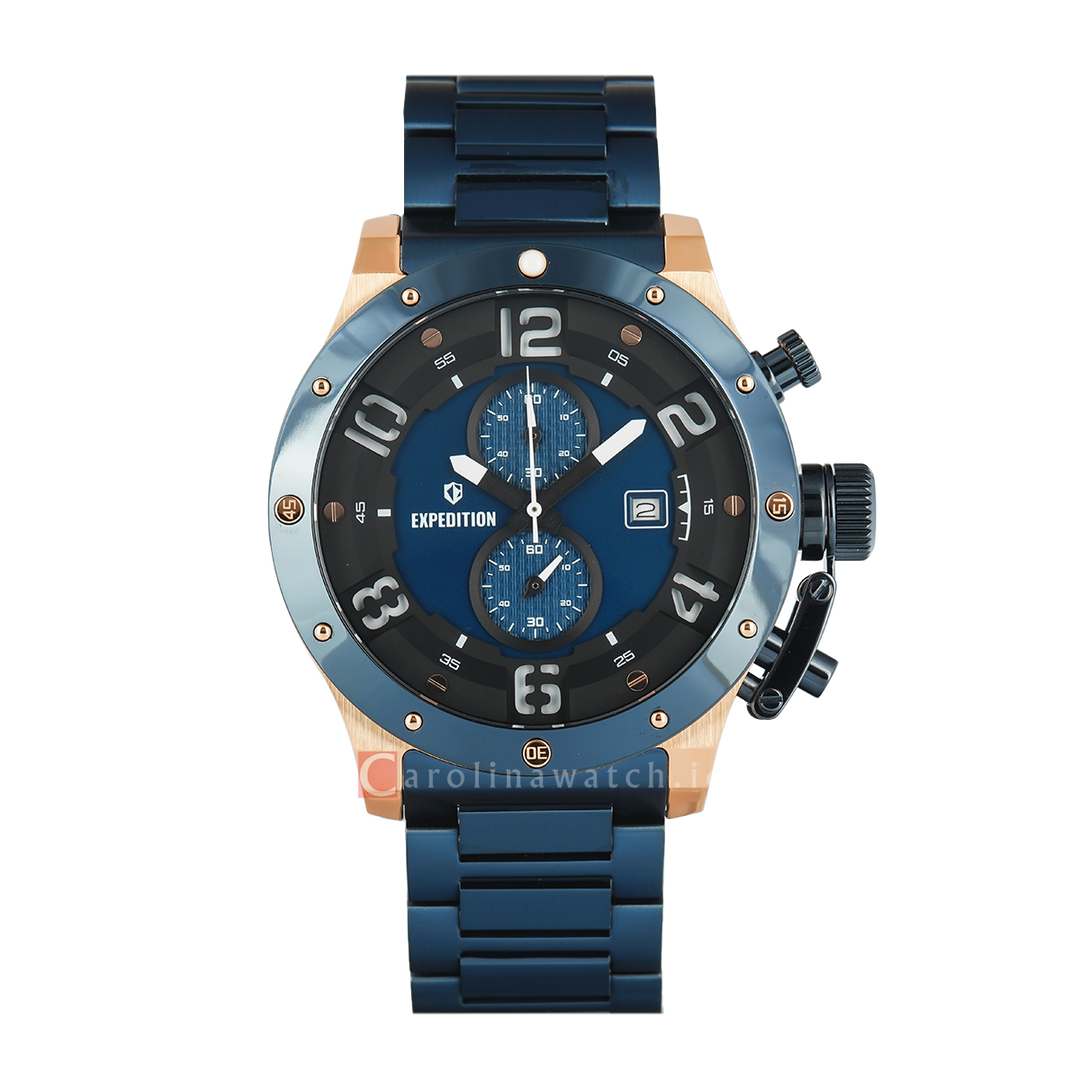 Jam Tangan Expedition Exp Chronograph E 6381 MCBURBU1 Men Blue Dial Blue Stainless Steel Strap