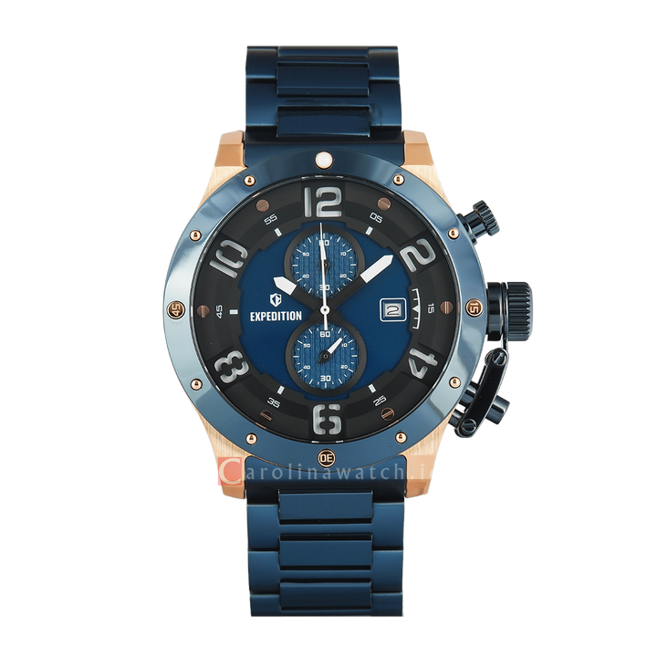 Jam Tangan Expedition Exp Chronograph E 6381 MCBURBU1 Men Blue Dial Blue Stainless Steel Strap