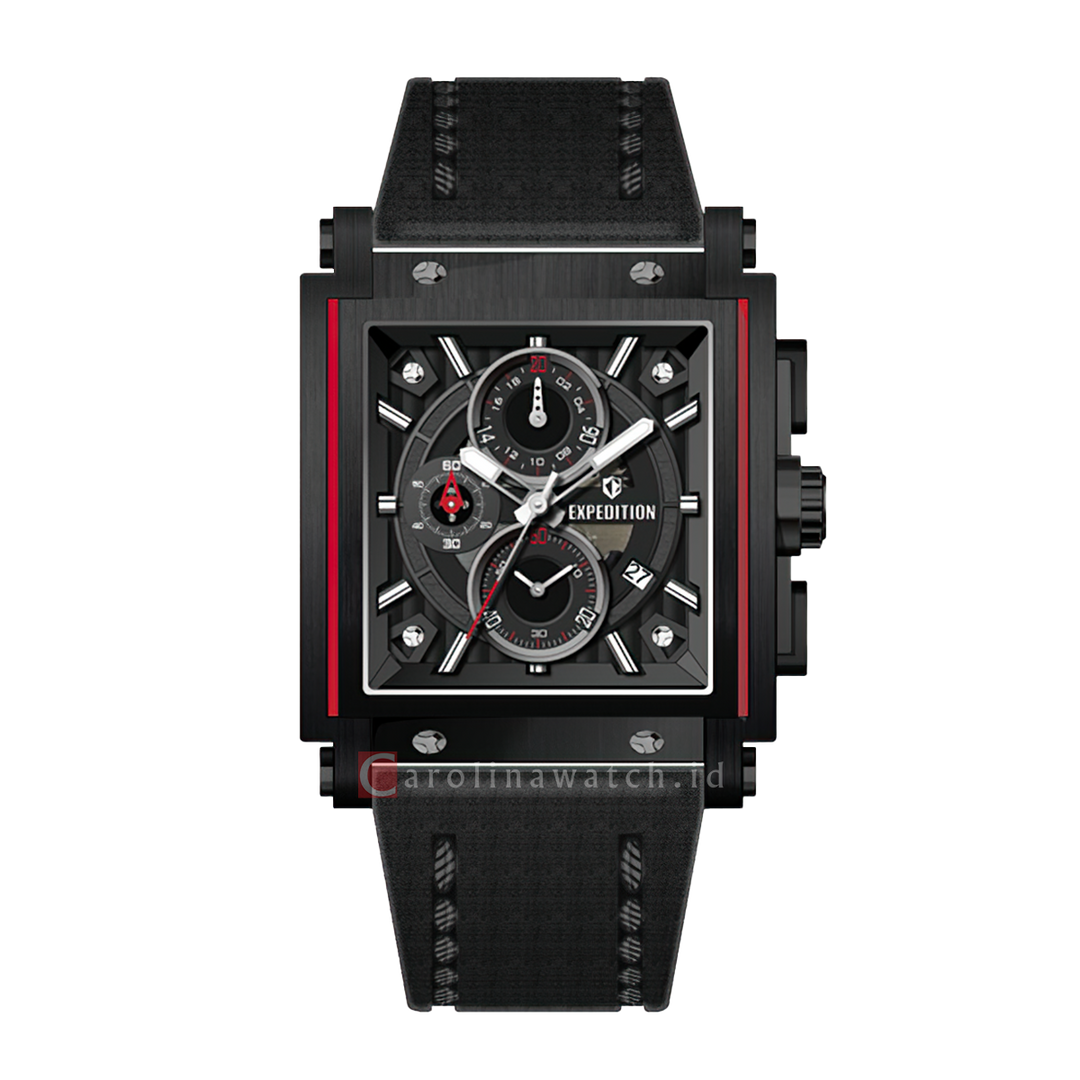 Jam Tangan Expedition E 6731 GCLIPBARE Men Black Dial Black Leather Strap