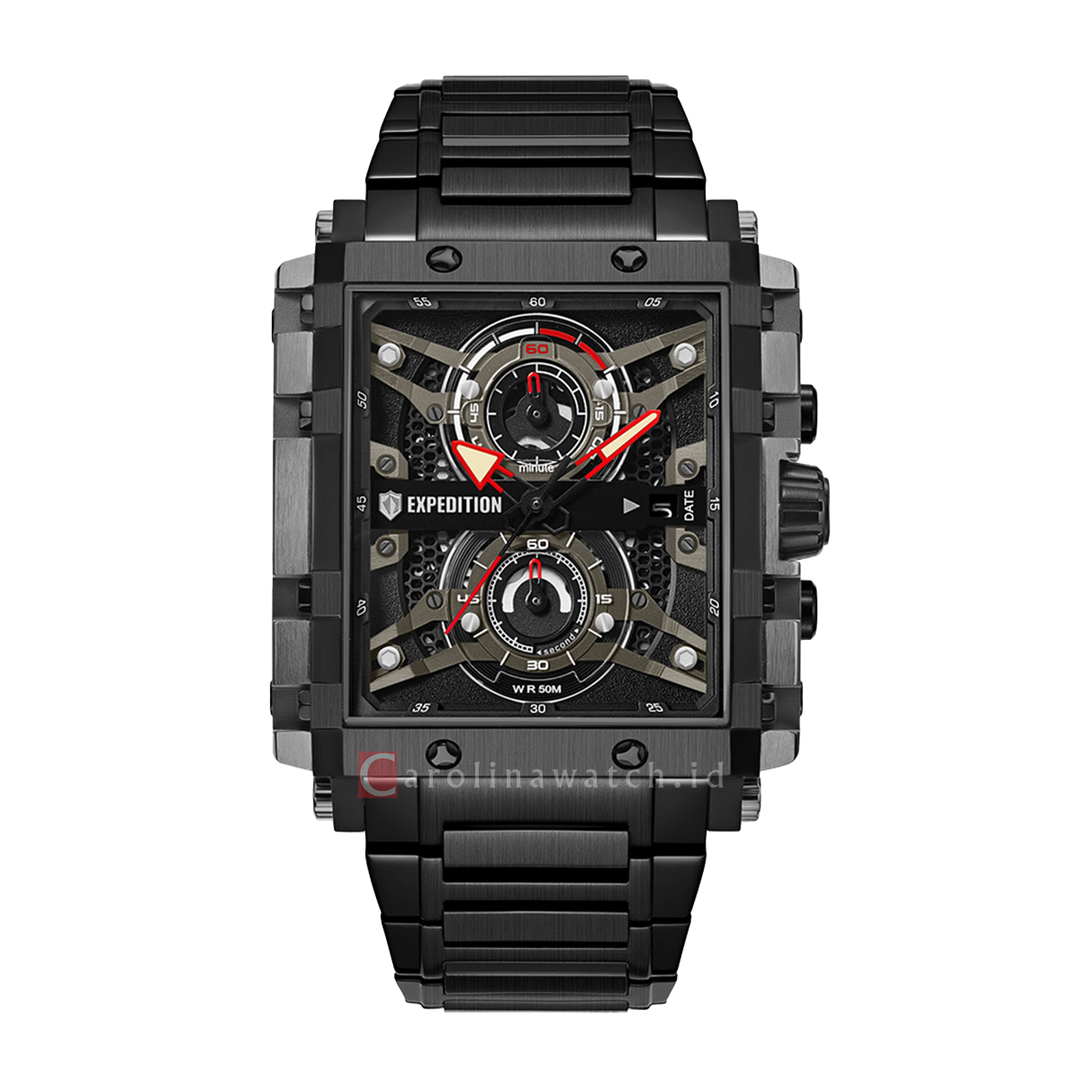 Jam Tangan Expedition Chronograph E 6757 MCBEPBA1 Men Black Dial Black Black Stainless Strap