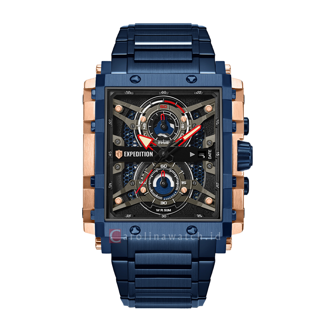 Jam Tangan Expedition Chronograph E 6757 MCBURBA1 Men Blue Dial Blue Stainless Steel Strap