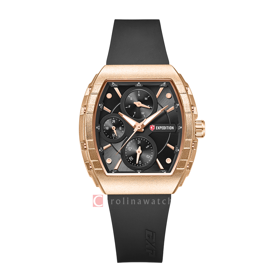 Jam Tangan S Expedition E 6782 BFRRGBAAL Women Black Dial Black Rubber Strap