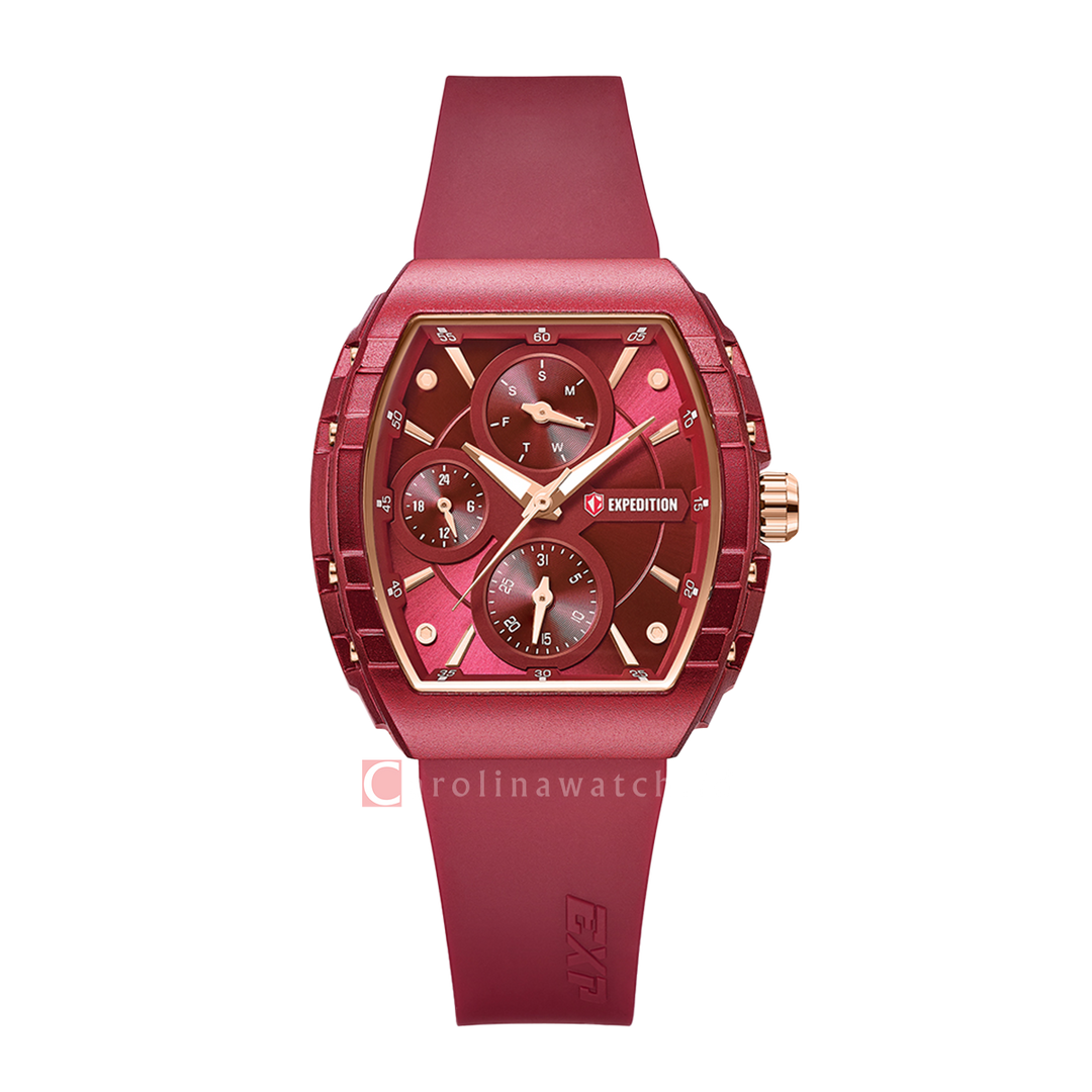 Jam Tangan S Expedition E 6782 BFRRGDRAL Women Red Dial Red Rubber Strap