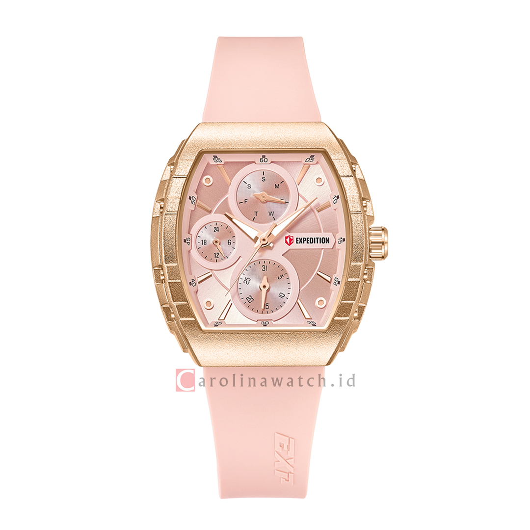 Jam Tangan S Expedition E 6782 BFRRGPNAL Women Pink Dial Pink Rubber Strap