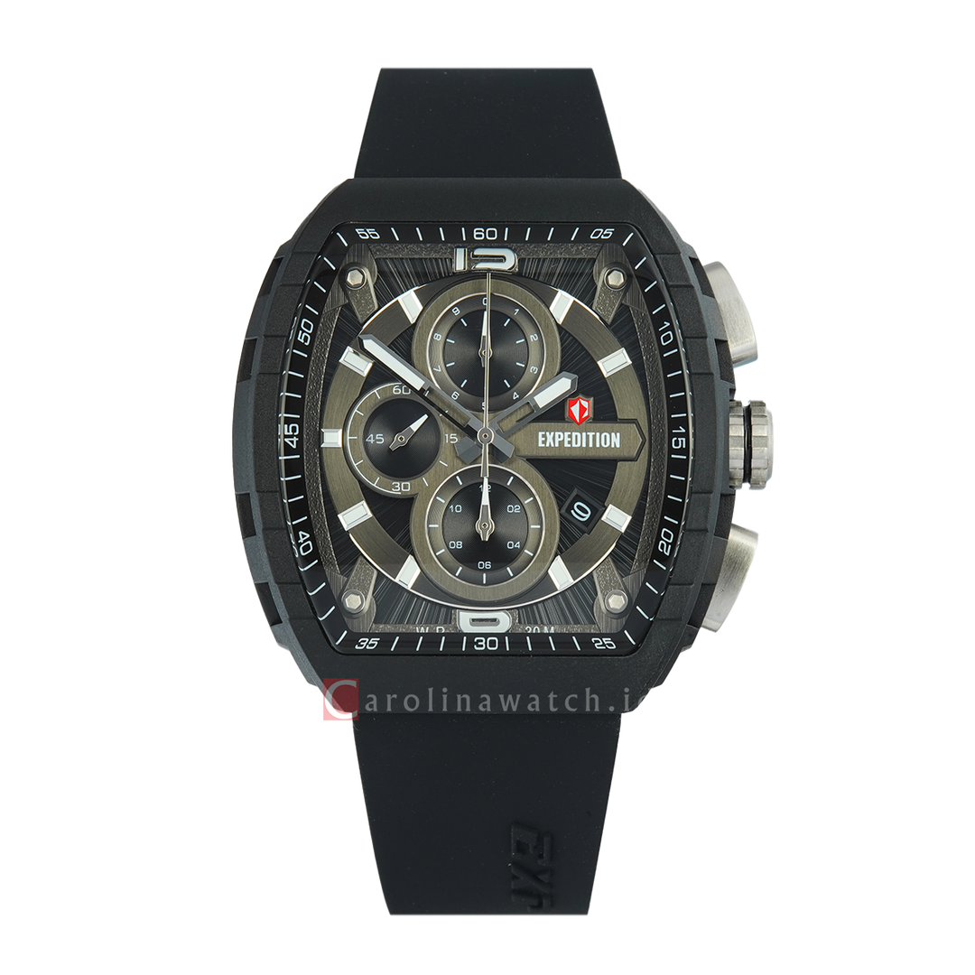 Jam Tangan S Expedition Chronograph E 6782 MCRSSBADG-EC Eco Ceramic Men Black Dial Black Rubber Strap + Box Set