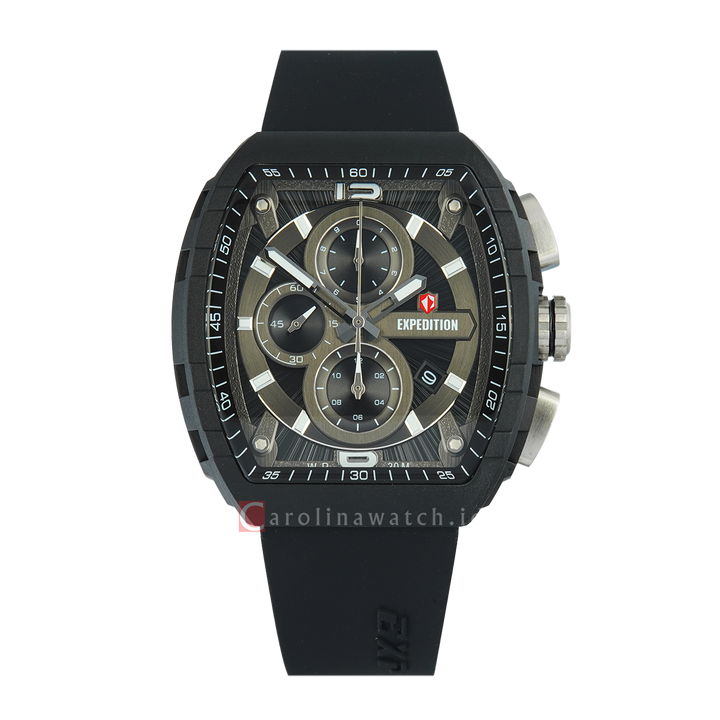 Jam Tangan S Expedition Chronograph E 6782 MCRSSBADG-EC Eco Ceramic Men Black Dial Black Rubber Strap + Box Set