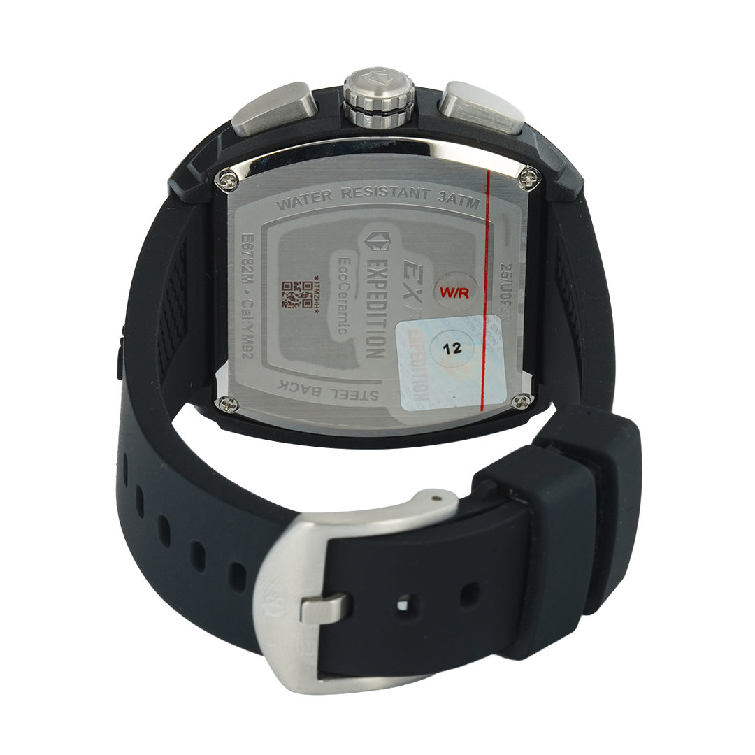 Jam Tangan S Expedition Chronograph E 6782 MCRSSBADG-EC Eco Ceramic Men Black Dial Black Rubber Strap + Box Set
