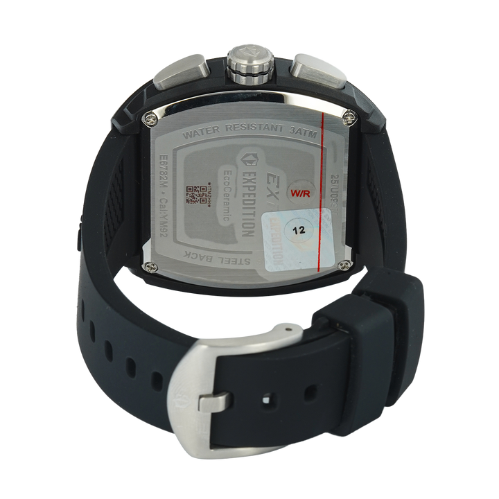 Jam Tangan S Expedition Chronograph E 6782 MCRSSBADG-EC Eco Ceramic Men Black Dial Black Rubber Strap + Box Set