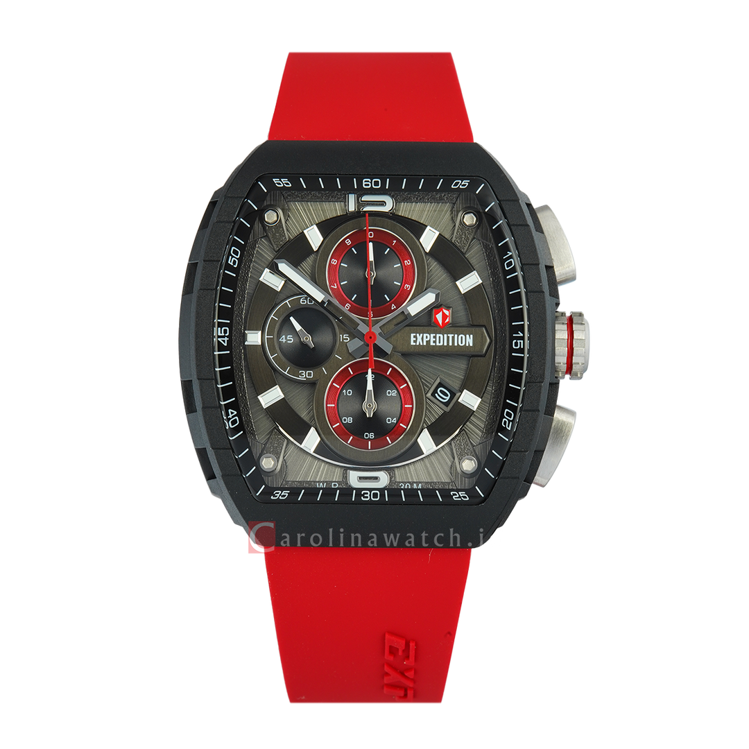 Jam Tangan S Expedition Chronograph E 6782 MCRSSBADGRE-EC Eco Ceramic Men Black Dial Red Rubber Strap + Box Set