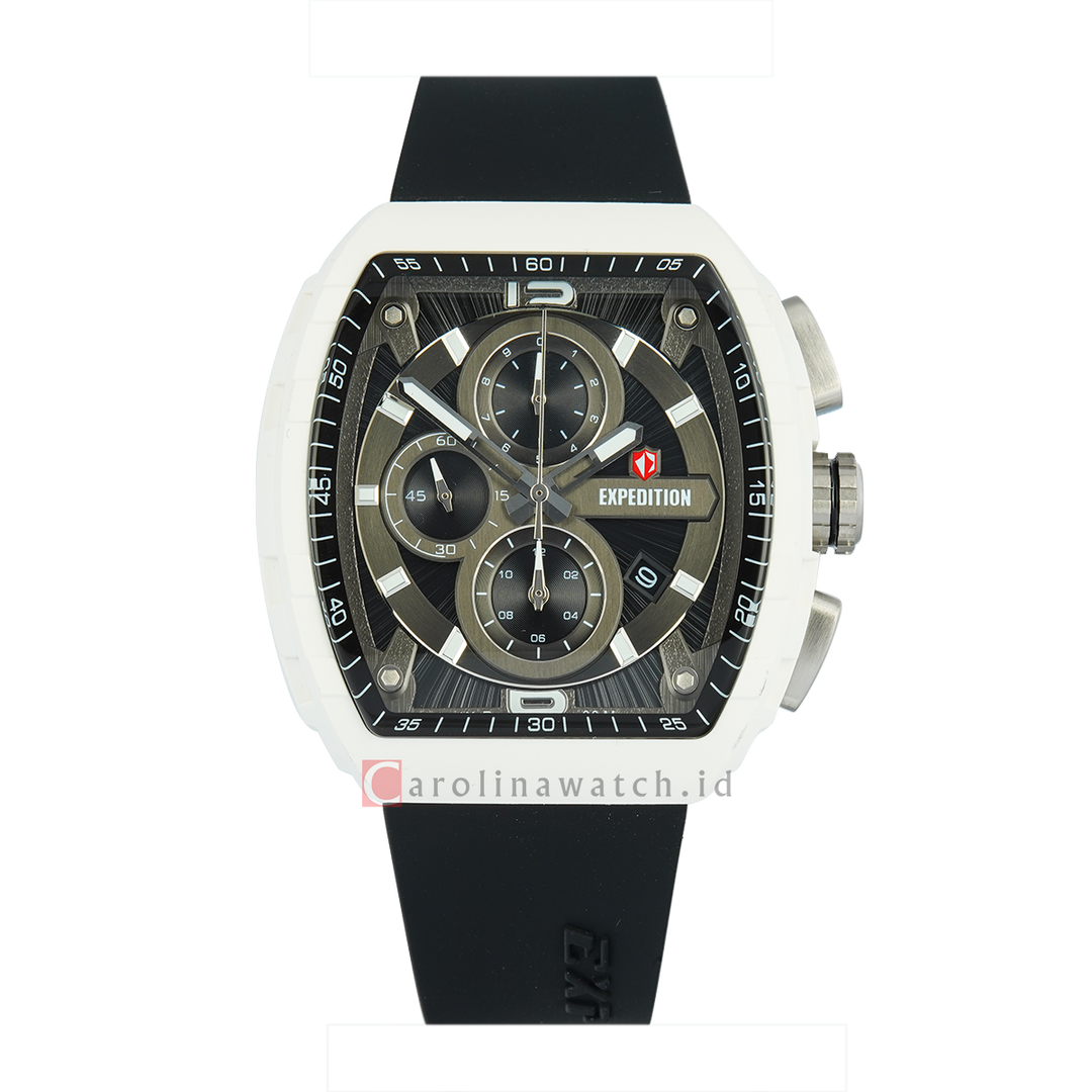 Jam Tangan S Expedition Chronograph E 6782 MCRSSWTBA-EC Eco Ceramic Men Black Dial Black Rubber Strap + Box Set