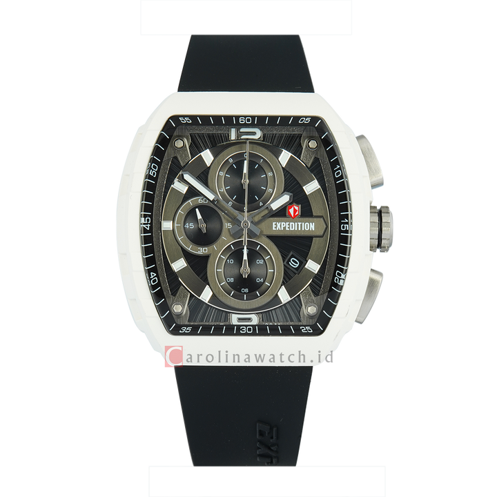 Jam Tangan S Expedition Chronograph E 6782 MCRSSWTBA-EC Eco Ceramic Men Black Dial Black Rubber Strap + Box Set