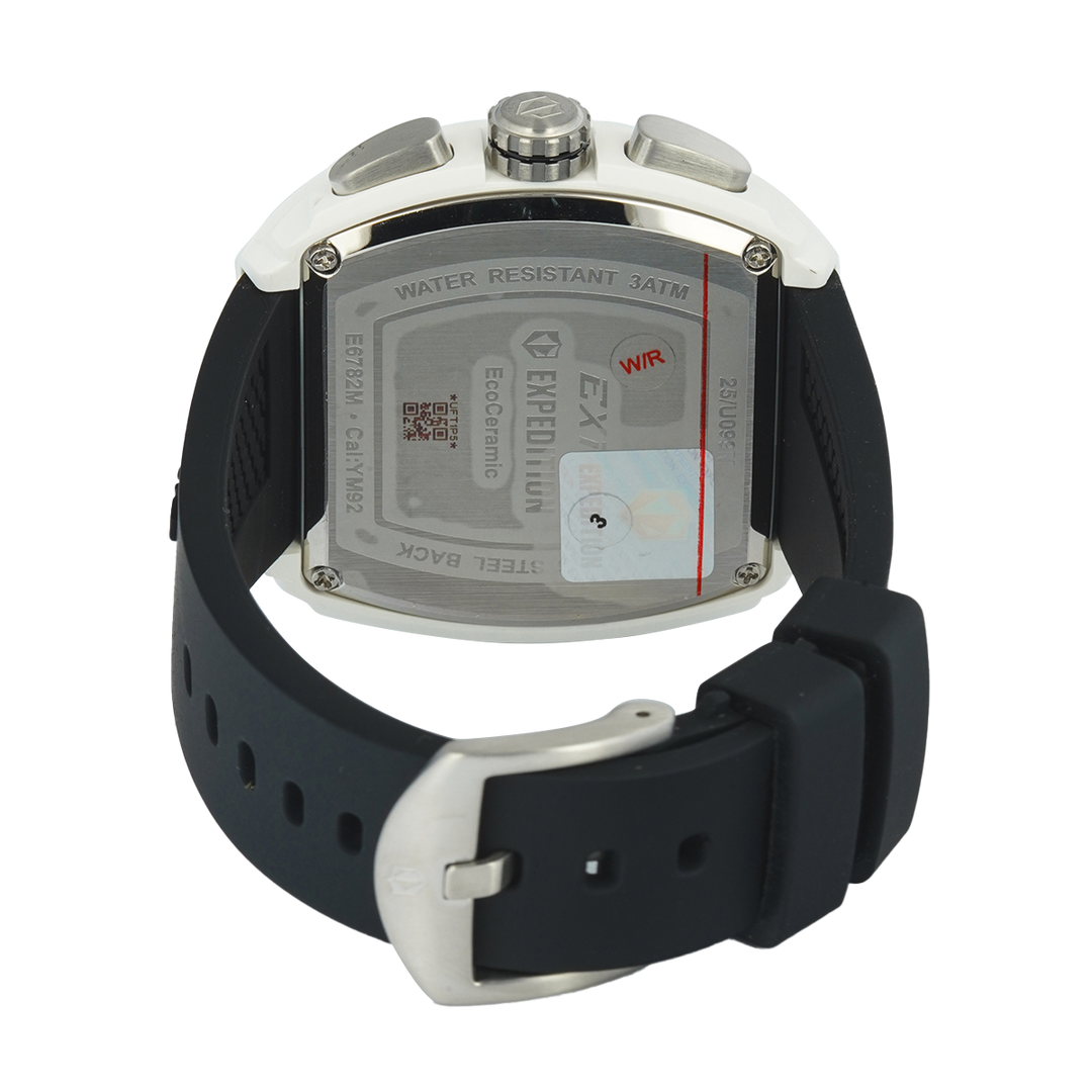 Jam Tangan S Expedition Chronograph E 6782 MCRSSWTBA-EC Eco Ceramic Men Black Dial Black Rubber Strap + Box Set