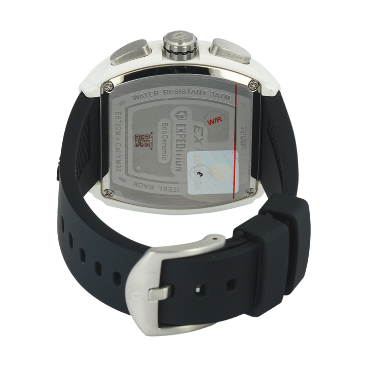 Jam Tangan S Expedition Chronograph E 6782 MCRSSWTBA-EC Eco Ceramic Men Black Dial Black Rubber Strap + Box Set