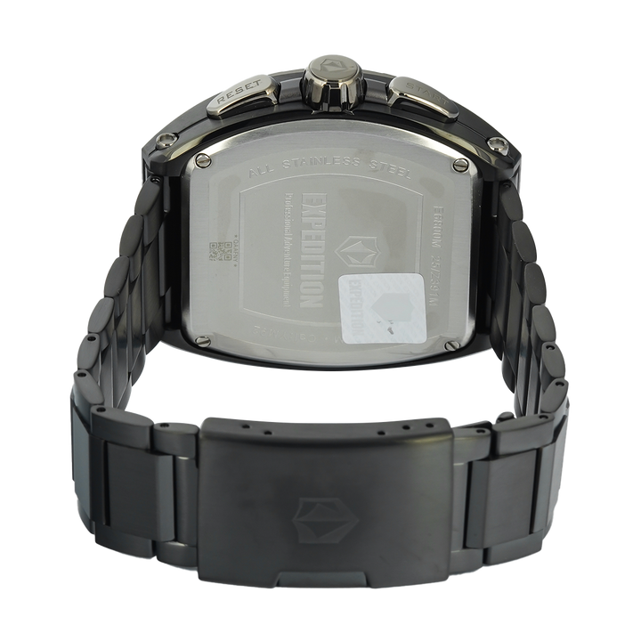 Jam Tangan S Expedition Chronograph E 6800 MCBEPBA Men Black Dial Black Stainless Steel Strap