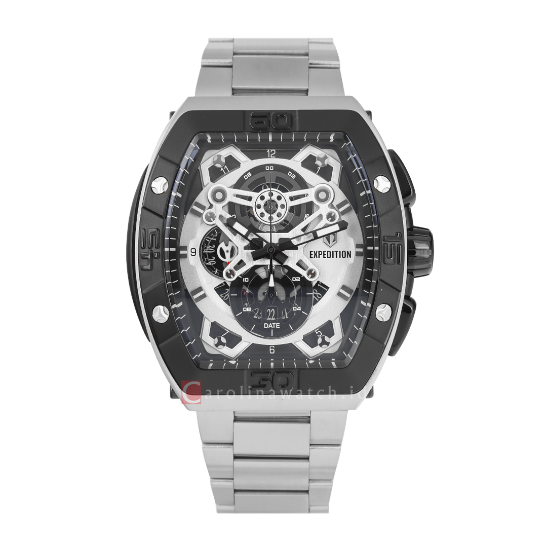 Jam Tangan S Expedition Chronograph E 6800 MCBTBSLBA Men Black Dial Stainless Steel Strap