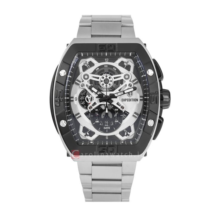 Jam Tangan S Expedition Chronograph E 6800 MCBTBSLBA Men Black Dial Stainless Steel Strap