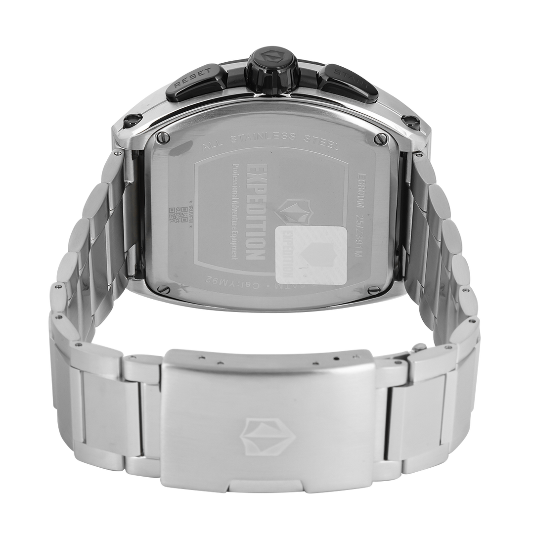 Jam Tangan S Expedition Chronograph E 6800 MCBTBSLBA Men Black Dial Stainless Steel Strap